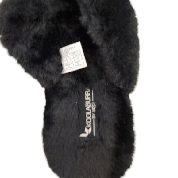 NWOT black faux fur Koolaburra BY UGG Ballia slide slippers size 10 - Picture 7 of 8